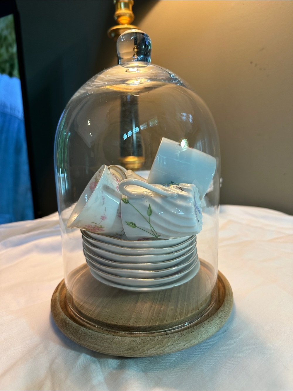 Glass Dome Cloche with wooden base